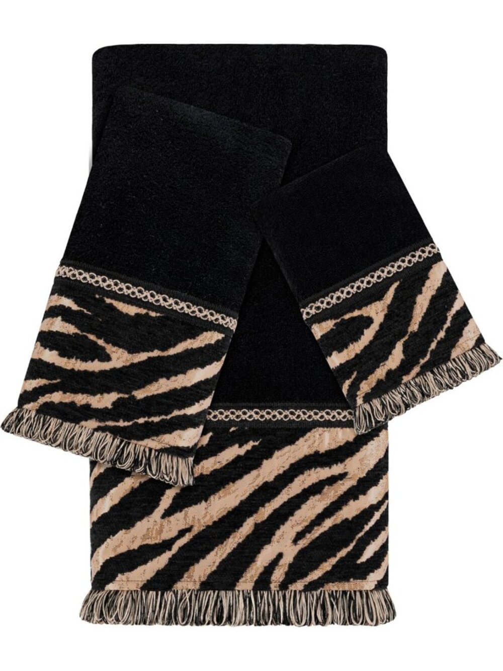 3-Piece Luxury Cotton Bath Towel Set - Soft, Absorbent, Tiger Print Design